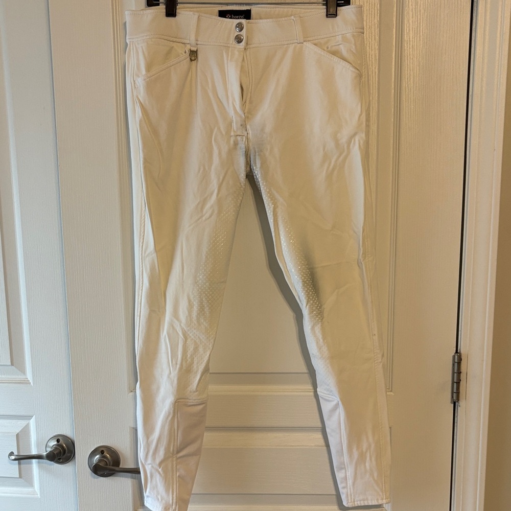 Horze Grand Prix White Full Seat Breeches Sz 32